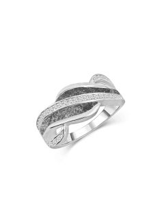 LifeStone™ Ladies Always Cremation Ashes Ring-Sterling Silver-Midnight