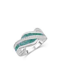 LifeStone™ Ladies Always Cremation Ashes Ring-Sterling Silver-Peacock