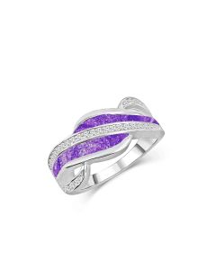 LifeStone™ Ladies Always Cremation Ashes Ring-Sterling Silver-Violet