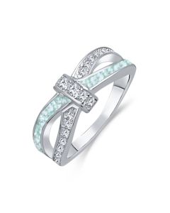 LifeStone™ Ladies Bow Ribbon Cremation Ashes Memorial Ring-Aquamarine-Sterling Silver