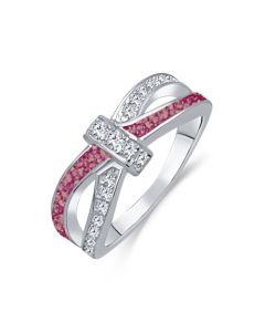 LifeStone™ Ladies Bow Ribbon Cremation Ashes Memorial Ring-Mulberry-Sterling Silver