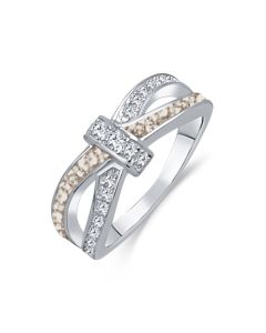 LifeStone™ Ladies Bow Ribbon Cremation Ashes Memorial Ring-Natural-Sterling Silver