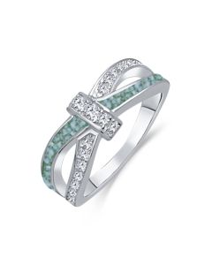 LifeStone™ Ladies Bow Ribbon Cremation Ashes Memorial Ring-Peacock-Sterling Silver