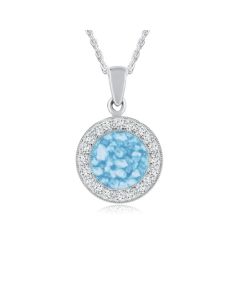 LifeStone™ Cherished Round Cremation Ashes Pendant-Azure-Sterling Silver