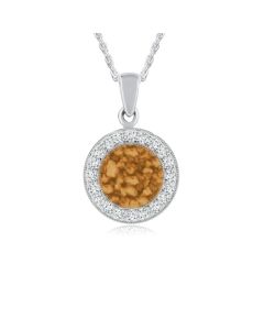 LifeStone™ Cherished Round Cremation Ashes Pendant-Copper-Sterling Silver