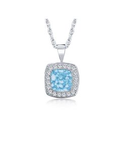 LifeStone™ Cherished Square Cremation Ashes Pendant-Azure-Sterling Silver