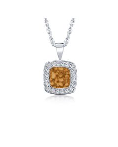 LifeStone™ Cherished Square Cremation Ashes Pendant-Copper-Sterling Silver