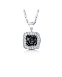 LifeStone™ Cherished Square Cremation Ashes Pendant-Midnight-Sterling Silver
