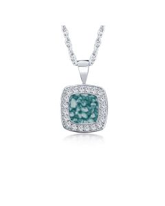 LifeStone™ Cherished Square Cremation Ashes Pendant-Peacock-Sterling Silver