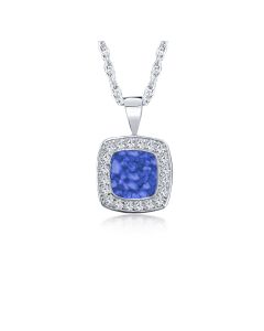 LifeStone™ Cherished Square Cremation Ashes Pendant-Sapphire-Sterling Silver