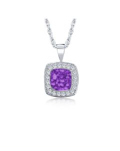 LifeStone™ Cherished Square Cremation Ashes Pendant-Violet-Sterling Silver