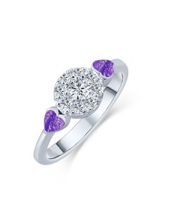LifeStone™ Ladies Devotion Cremation Ashes Ring-Violet-Sterling Silver