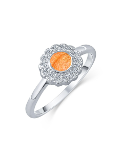 LifeStone™ Ladies Forever Fleur Cremation Ashes Ring-Amber-Sterling Silver