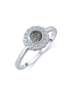 LifeStone™ Ladies Forever Fleur Cremation Ashes Ring-Midnight-Sterling Silver