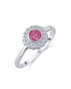 LifeStone™ Ladies Forever Fleur Cremation Ashes Ring-Mulberry-Sterling Silver