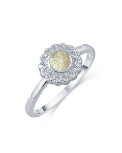 LifeStone™ Ladies Forever Fleur Cremation Ashes Ring-Natural-Sterling Silver