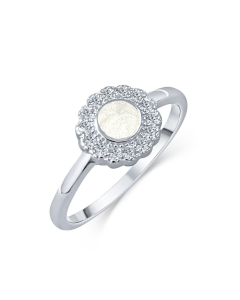 LifeStone™ Ladies Forever Fleur Cremation Ashes Ring-Pearl-Sterling Silver