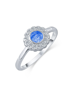 LifeStone™ Ladies Forever Fleur Cremation Ashes Ring-Sapphire-Sterling Silver