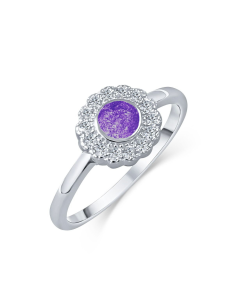 LifeStone™ Ladies Forever Fleur Cremation Ashes Ring-Violet-Sterling Silver