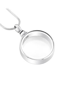 Glass Circle - Stainless Steel Cremation Ashes Memorial pendant