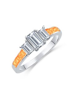 LifeStone™ Ladies Grace Cremation Ashes memorial Ring-Amber-Sterling Silver