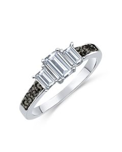 LifeStone™ Ladies Grace Cremation Ashes memorial Ring-Midnight-Sterling Silver
