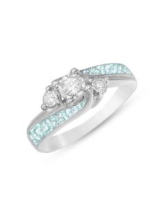 LifeStone™ Ladies Harmony Cremation Ashes Memorial Ring-Aquamarine-Sterling Silver