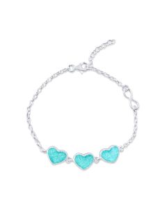 LifeStone™ Ladies Triple Hearts Cremation Ashes Bracelet-Aquamarine