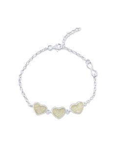 LifeStone™ Ladies Triple Hearts Cremation Ashes Bracelet-Natural