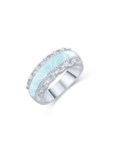 LifeStone™ Honour Ladies Cremation Ashes Ring-Aquamarine-Sterling Silver