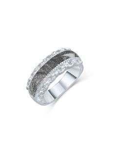 LifeStone™ Honour Ladies Cremation Ashes Ring-Midnight-Sterling Silver