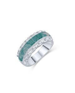 LifeStone™ Honour Ladies Cremation Ashes Ring-Peacock-Sterling Silver
