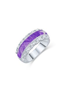 LifeStone™ Honour Ladies Cremation Ashes Ring-Violet-Sterling Silver