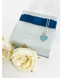 LifeStone™ Ribboned Heart Cremation Ashes Pendant-Azure-Sterling Silver