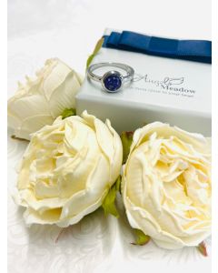 LifeStone™ Classic Round Cremation Ashes Ring-Violet-Sterling Silver