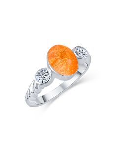 LifeStone™ Ladies Evermore Infinity Band Cremation Ashes Ring-Amber-Sterling Silver
