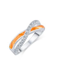 LifeStone™ Ladies Eternal Kiss Cremation Ashes Ring-Amber-Sterling Silver