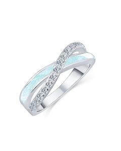 LifeStone™ Ladies Eternal Kiss Cremation Ashes Ring-Aquamarine-Sterling Silver