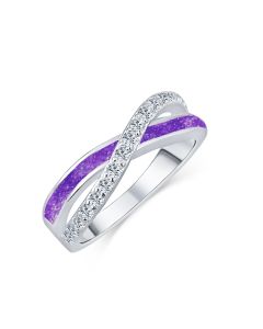 LifeStone™ Ladies Eternal Kiss Cremation Ashes Ring-Violet-Sterling Silver