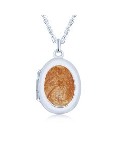 LifeStone™ Ladies Sterling Silver Cremation Ashes Oval Photo Locket-Copper