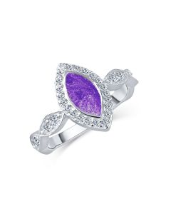 LifeStone™ Ladies Marquise Cremation Ashes Ring-Violet-Sterling Silver