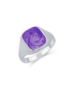 LifeStone™ Gents Signet Cremation Ashes Ring-Violet-Sterling Silver