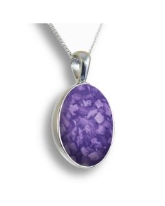 LifeStone™ Perfect Oval Cremation Ashes Pendant-Violet-Sterling Silver