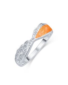 LifeStone™ Ladies Precious Wing Cremation Ashes Ring-Amber-Sterling Silver