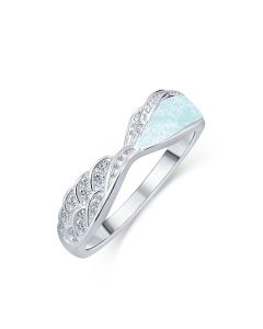 LifeStone™ Ladies Precious Wing Cremation Ashes Ring-Aquamarine-Sterling Silver