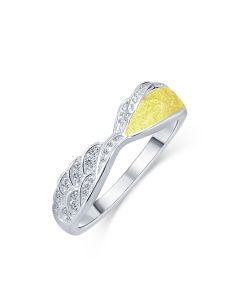 LifeStone™ Ladies Precious Wing Cremation Ashes Ring-Daffodil-Sterling Silver