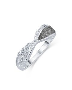 LifeStone™ Ladies Precious Wing Cremation Ashes Ring-Midnight-Sterling Silver