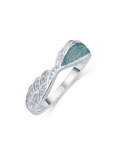 LifeStone™ Ladies Precious Wing Cremation Ashes Ring-Peacock-Sterling Silver
