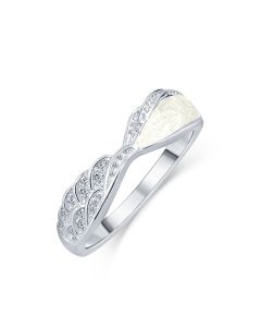 LifeStone™ Ladies Precious Wing Cremation Ashes Ring-Pearl-Sterling Silver