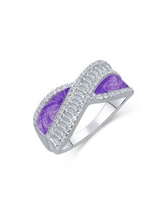 LifeStone™ Ladies Radiance Cremation Ashes Ring-Violet-Sterling Silver
